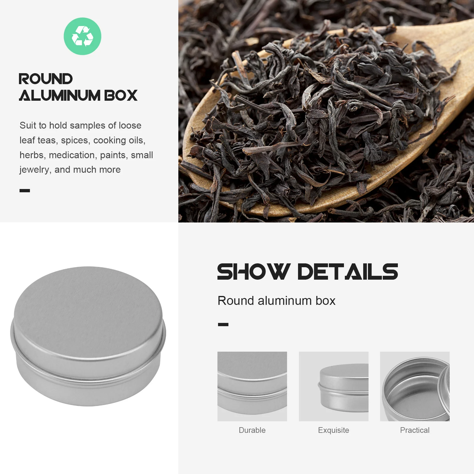 Frasco redondo de aluminio de 15ml, tapa sin costuras, contenedor de crema de viaje portátil, botella de almacenamiento de maquillaje, tarro de viaje