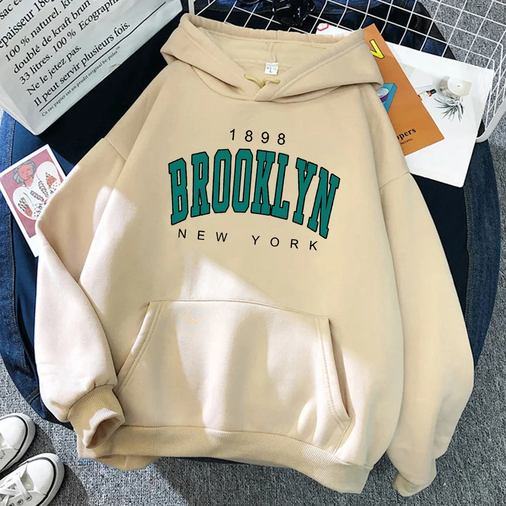 1898 Brooklyn New York drukowane damskie bluzy moda polarowa bluza z kapturem kreatywność pulower odzież luźne bluzy plus size