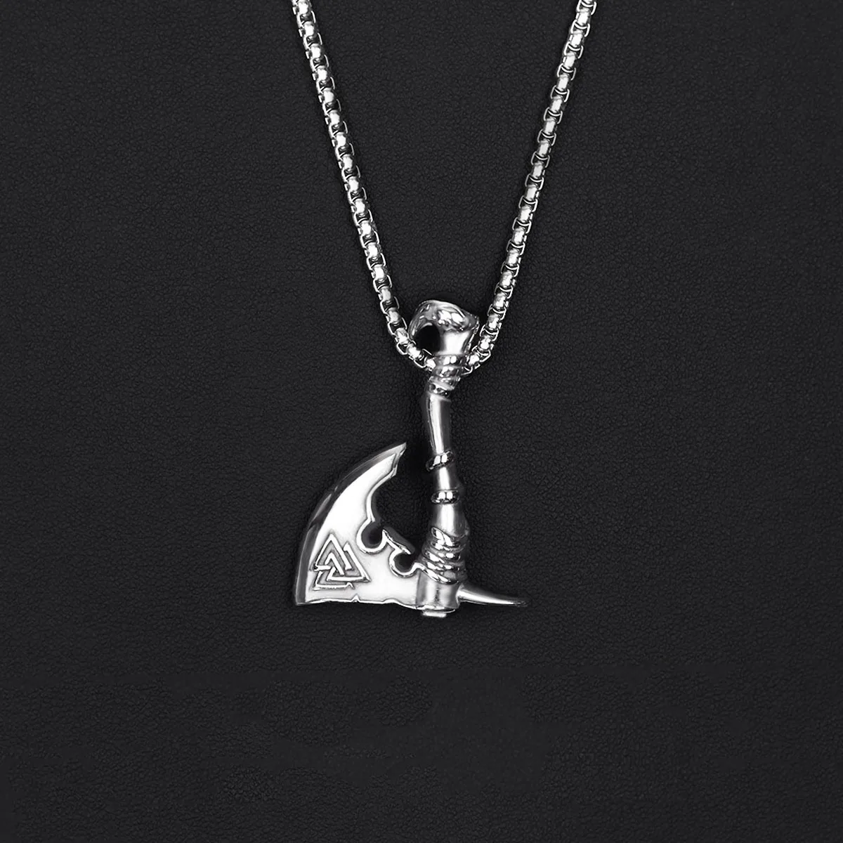 Viking Battle Axe Necklace, Norse Wolf Raven  Amulet Pendant,  Jewelry Gift for Men