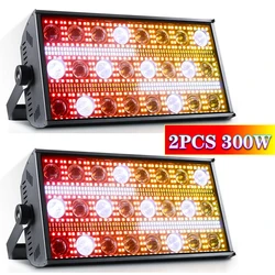 2PS 300W LED Stage Lights Strobe LED RGBW DJ Lights Wash and Beam Lighting Sound Control DMX 512 Lights for Stage Lighting Party