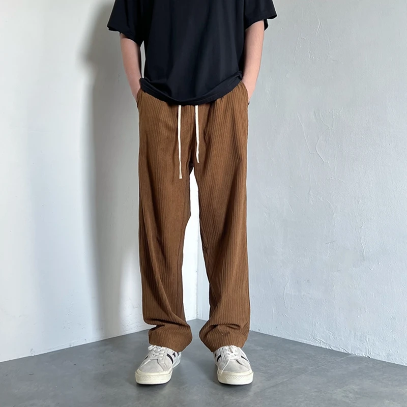 Pantalons en velours côtelé pour hommes, 4 couleurs, mode coton décontracté, Streetwear Hip Hop, pantalon droit ample