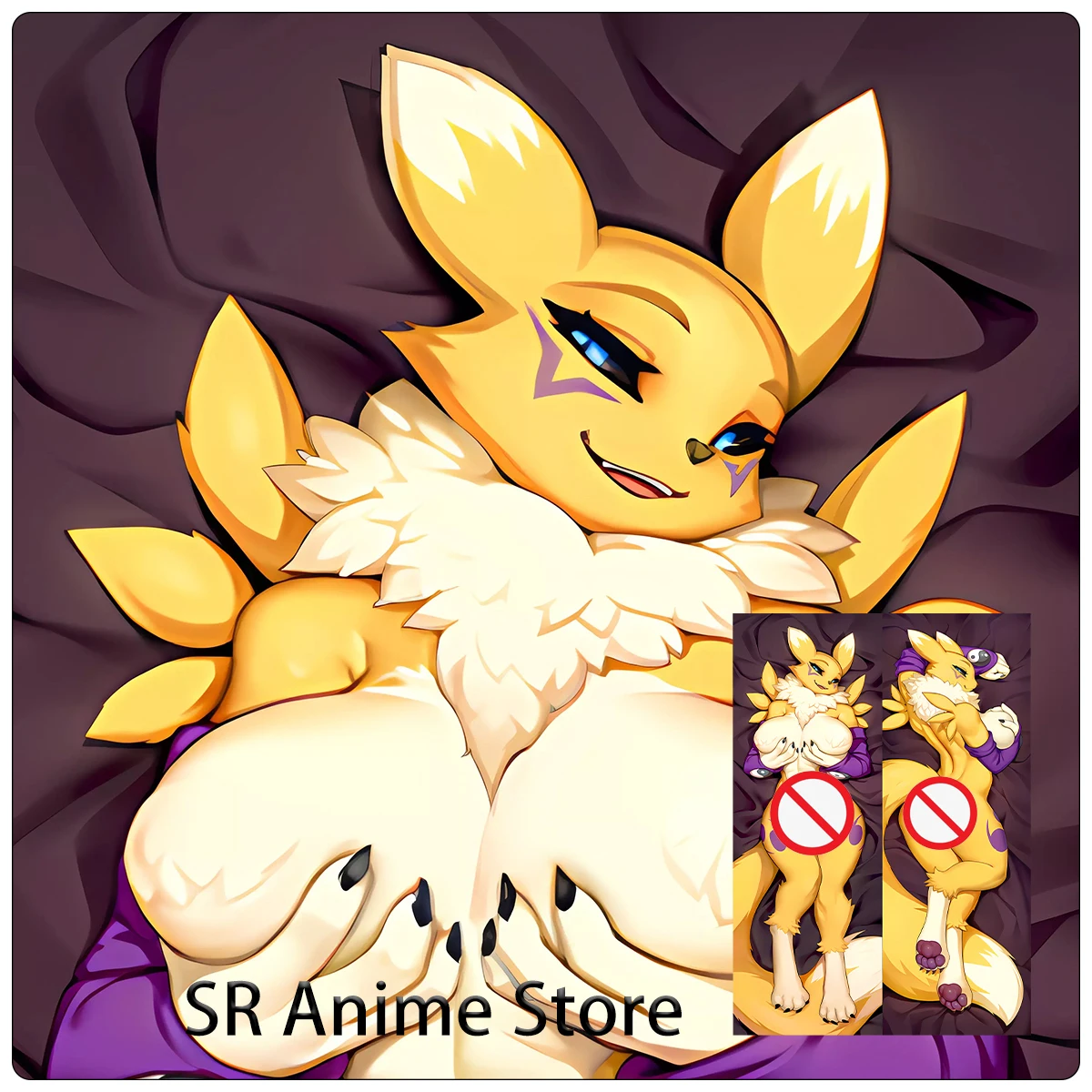 Dakimakura Anime Renamon Futa Hugging Body Pillow Cover Holiday Gift Bed Decor Double-Side Print Renamon Futa Pillowcase