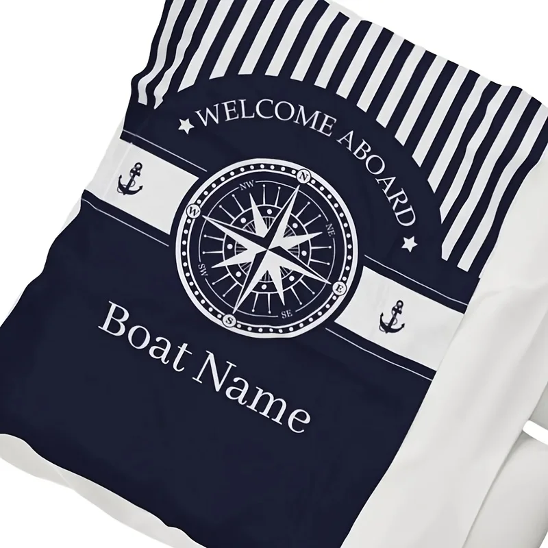 1pc Personalized Ship And Yacht Plaid Blanket - Ideal Holiday Gift! Suitable for Coastal Home Decor, Bed, Sofa, Or Boat Use - Fl