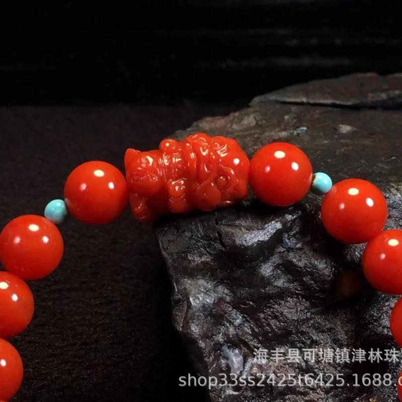 Natural Waxi South Red round Beads Full Color Full of Meat Clean No Essays Playing Bracelet