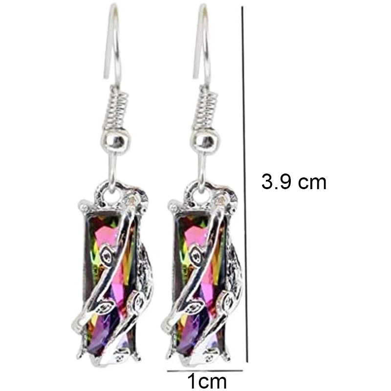 Huitan Geometric Multicolor CZ Women Ring Necklace Earring Set