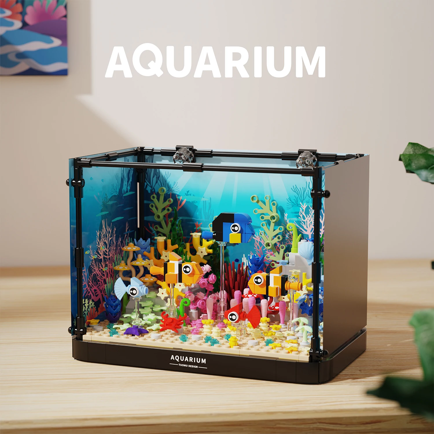 

Fish Tank Building Block, Lighting Aquarium Building Sets for Kids Age 8+ Including Ocean Clownfish, Coral, Crabs, Starfish