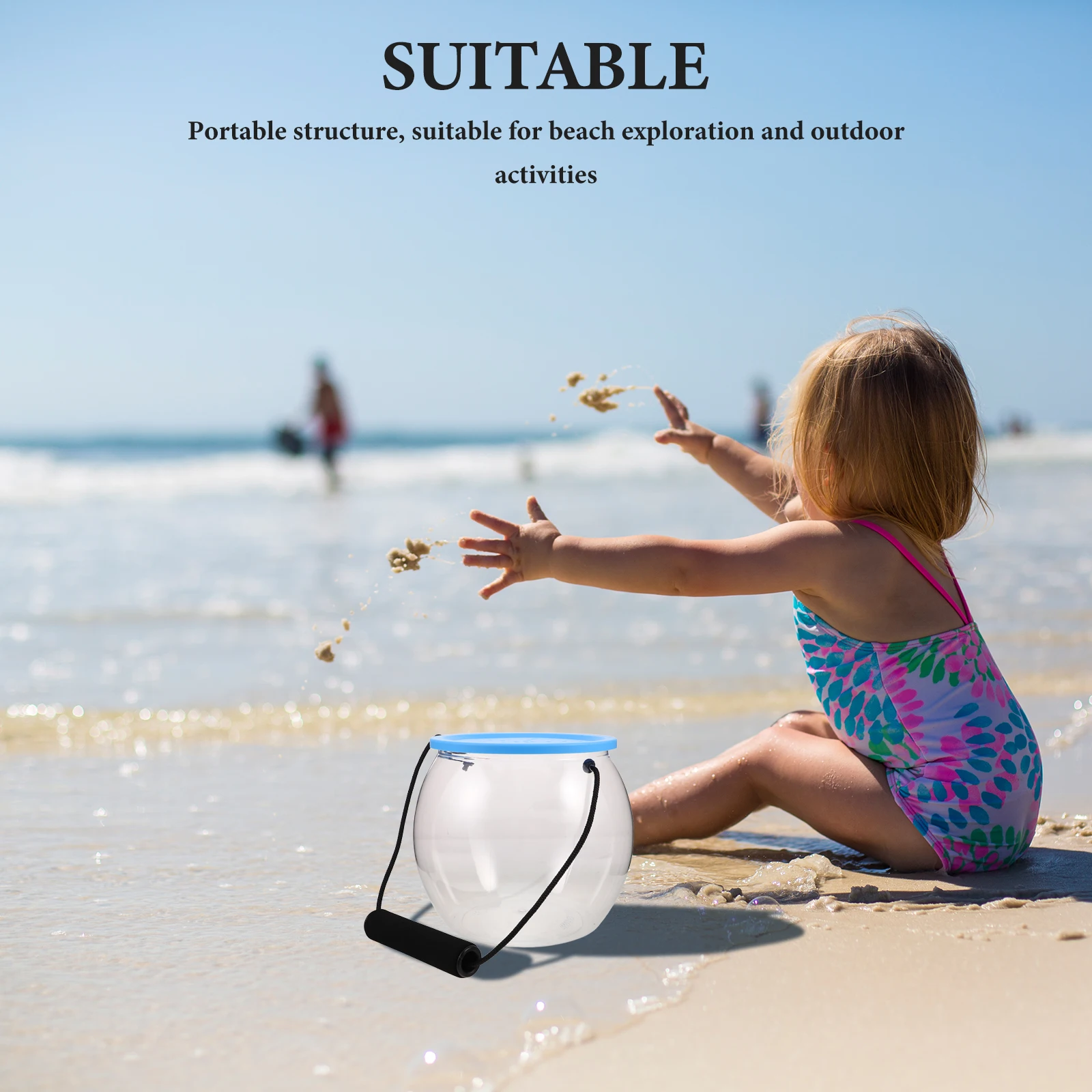 

Micro Landscape Feeding Box Transparent Portable Turtle Tank Spacious Small Plastic Fish Bowl Bucket Handle Lid
