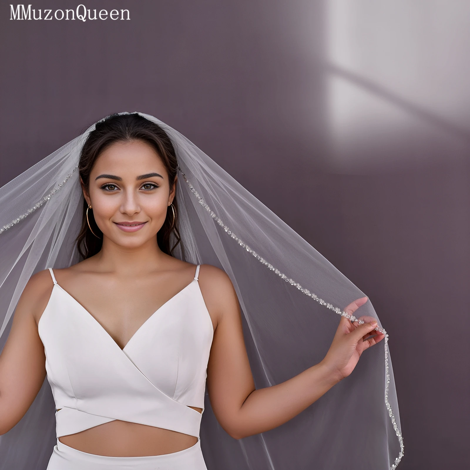 

Изысканная свадебная фата TOPQUEEN с бисерной отделкой для женщин, для вечеринок и торжественных мероприятий, с гребнем для волос V235