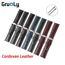 Cordovan Leather Watchband Strap Quick Release 18mm 19mm 20mm 21mm 22mm Universal Wrist Band Men Women Band Belt Accessories