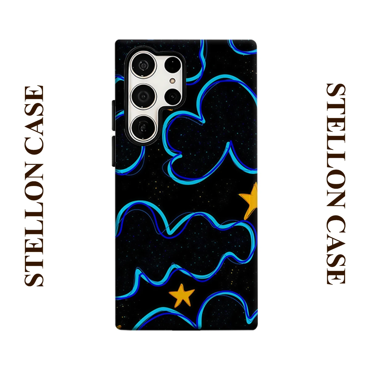 Neon Cloud Star Space Phone Case for Samsung Galaxy S26 S25 Ultra S24 S23 Ultra Plus Glossy Double-layer Back Cover