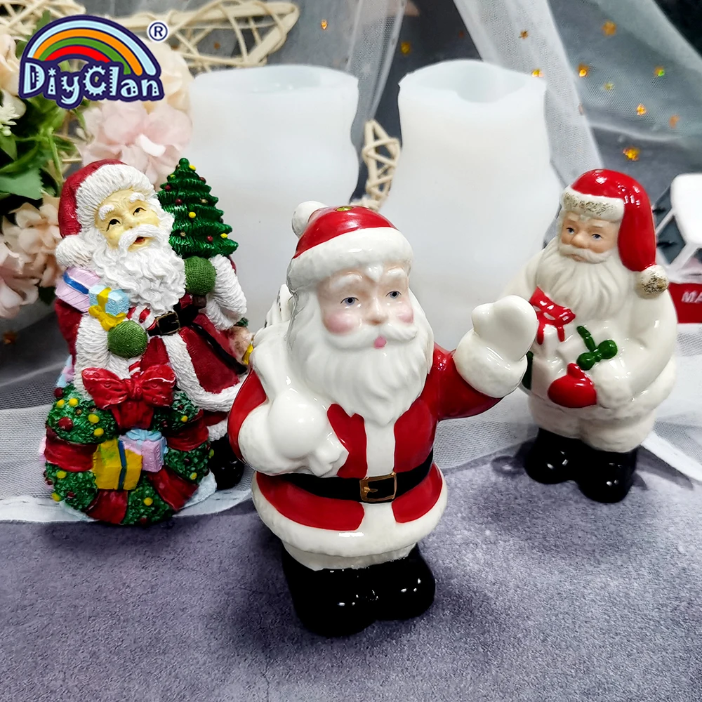 Santa Claus Silicone Candle Mold DIY Candle Aromatherapy Concrete Gypsum Resin Form Crafts Tools For Christmas Home Decoration