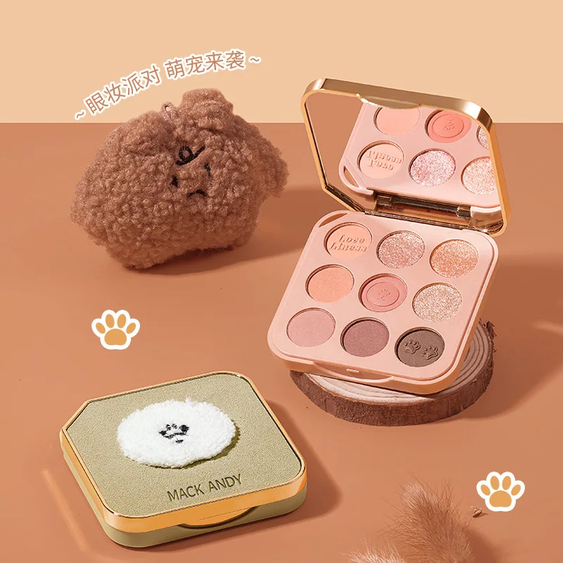 Marco Andy Cute Baby Silk Slippery Nine Color eye shadow Plate Pearl Matte Fine Shining Earth Color Waterproof Daily Makeup