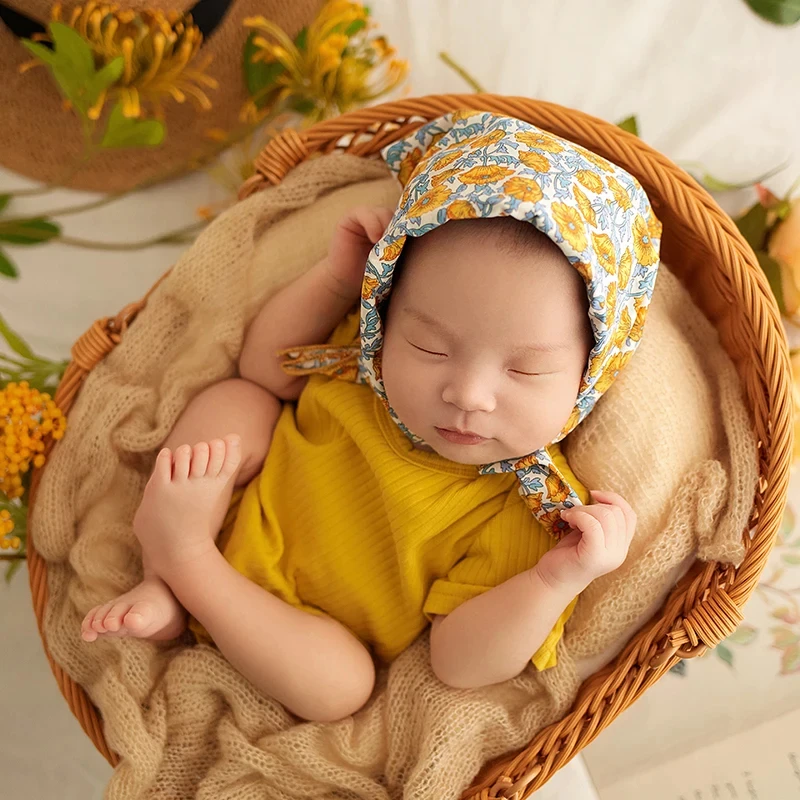 Newborn Photography Outfit Pastoral Style Baby Jumpsuit + Headband 2pcs/Set Baby Boys  Girls Posing Studio Shooting Clothing