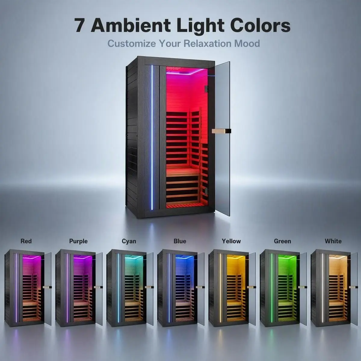 1-2 Person Low EMF FAR Infrared Sauna Red Light Therapy 12
