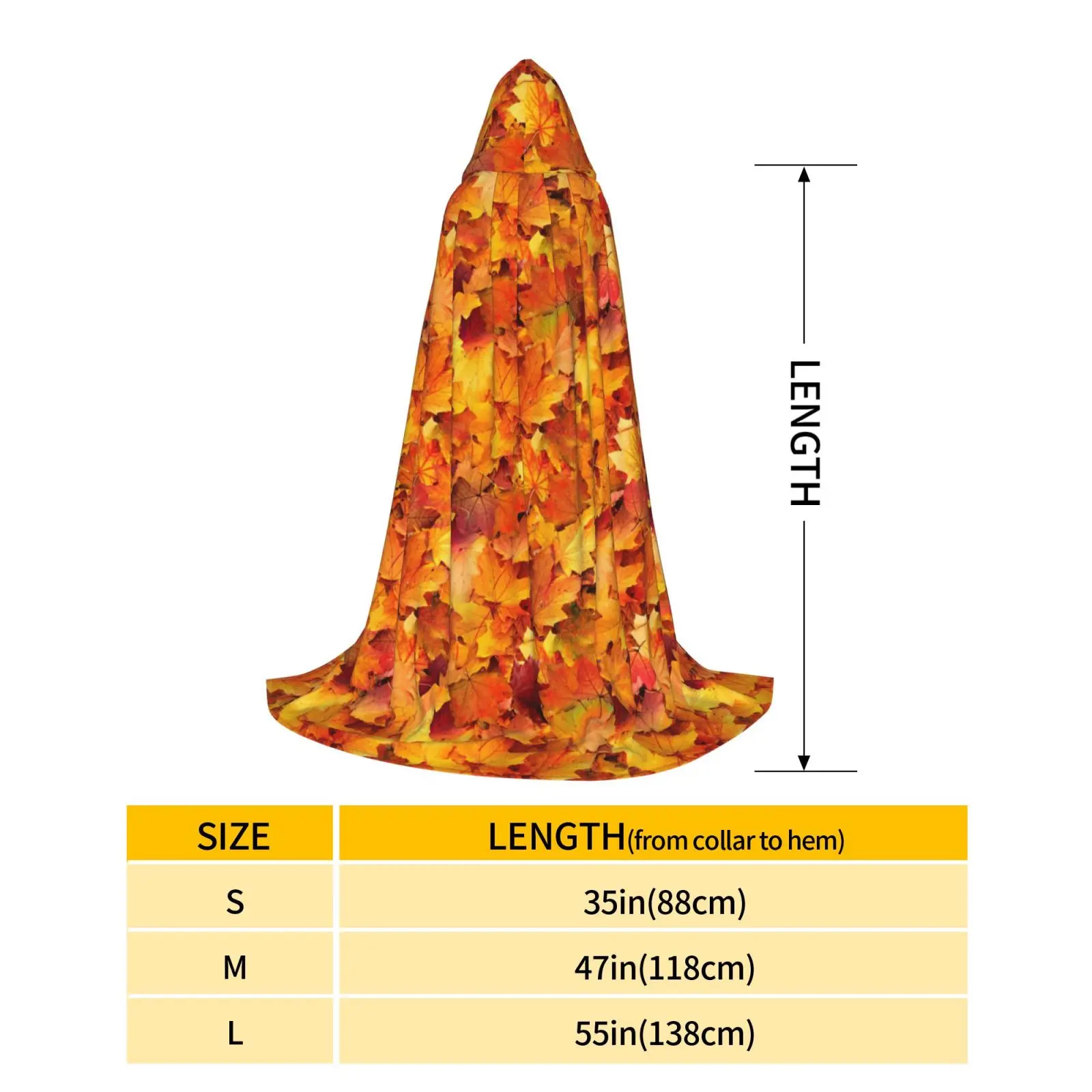 Autumn Maple Leaf Print Hooded Cloak Wearable Blanket for Teens Halloween Costume