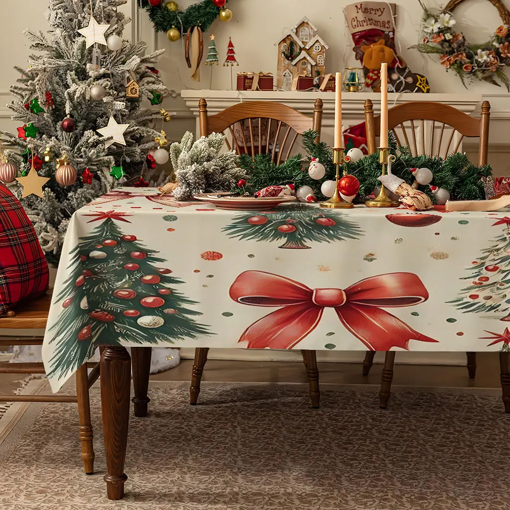 Christmas Cartoon Delight Waterproof table cloth, splash-proof tablecloth, for party, Halloween, Christmas, dining, camping