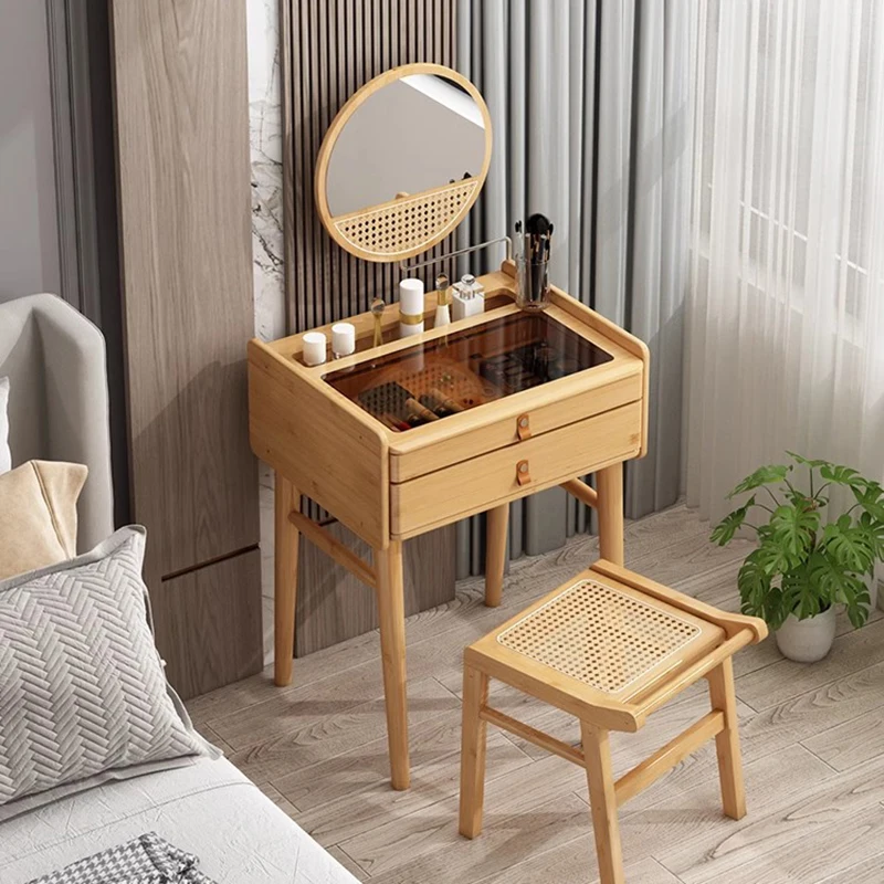 

Wood Dresser Dressing Table Stool Women Small Mobile Dressing Table Aesthetic Narrow Penteadeiras De Maquiagem Bedroom Furniture