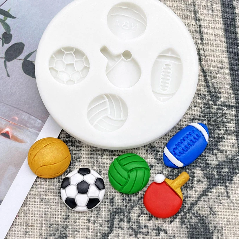 Table Tennis Football Rugby Basketball Volleyball Silicone Sugarcraft Mold Cupcake Baking Mold Fondant Cake Decorating Tools