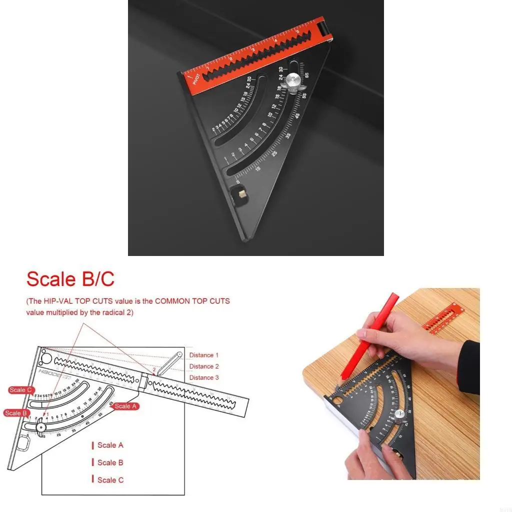 M5TB Woodworking Scale Raler Multifunctional Metric Cluer Aluminium Aluminium for Triangle Square Rquer