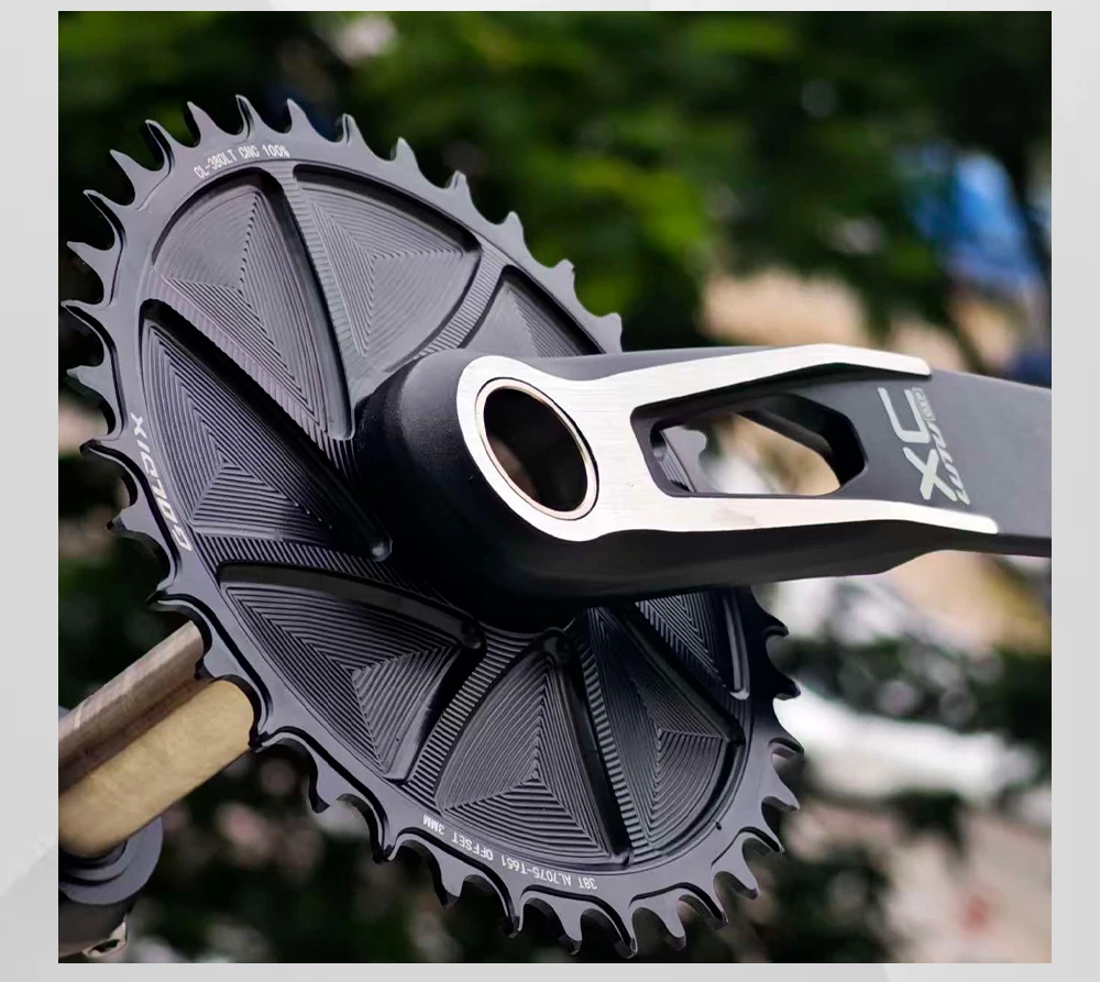 GOLDIX 3-Bolzen 3mm Offset Fahrrad-Kettenblatt mit breiten und schmalen Zähnen, AERO-Kettenblatt, CNC-Hohlschnitt-Bearbeitung für 3-Bolzen-Kurbelgarnitur – Detail 5