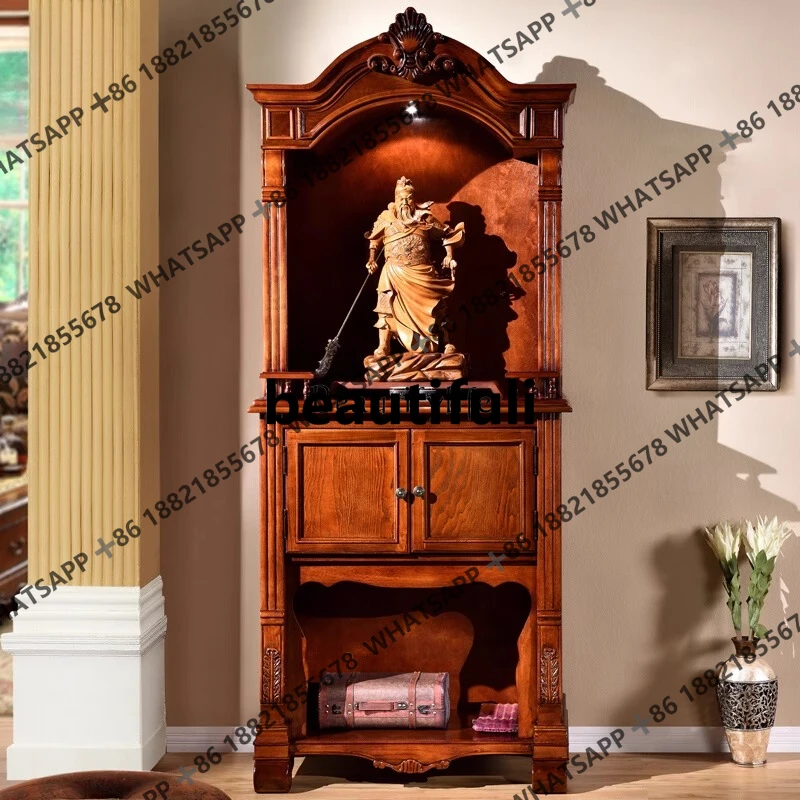 

American solid wood shrine, shrine, stand cabinet, God of Wealth, Guanyin Bodhisattva, worship platform for home use