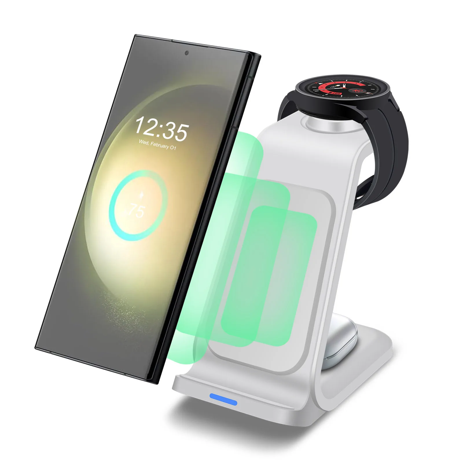 Wireless Charger for Samsung, 3 in 1 Wireless Charging Station for Samsung Galaxy S25 Ultra/S24 Ultra/S23/S22/Note 20/Z Flip 7/F