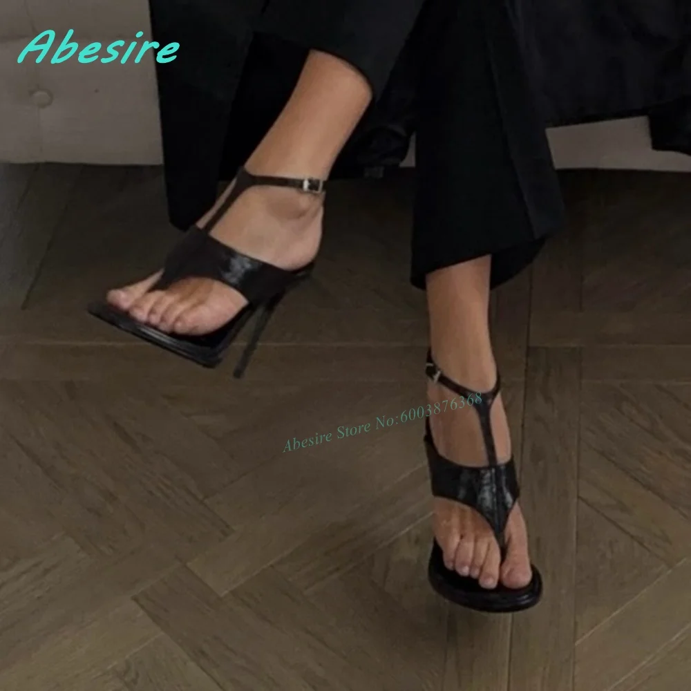 T-Tied Patchwork Clip-Toe-Sandalen mit runder Zehenpartie, Stiletto-Absatz, Knöchelschnallenschuhe für Damen, Spicy Girls, Sommerparty, Alltagsschuhe