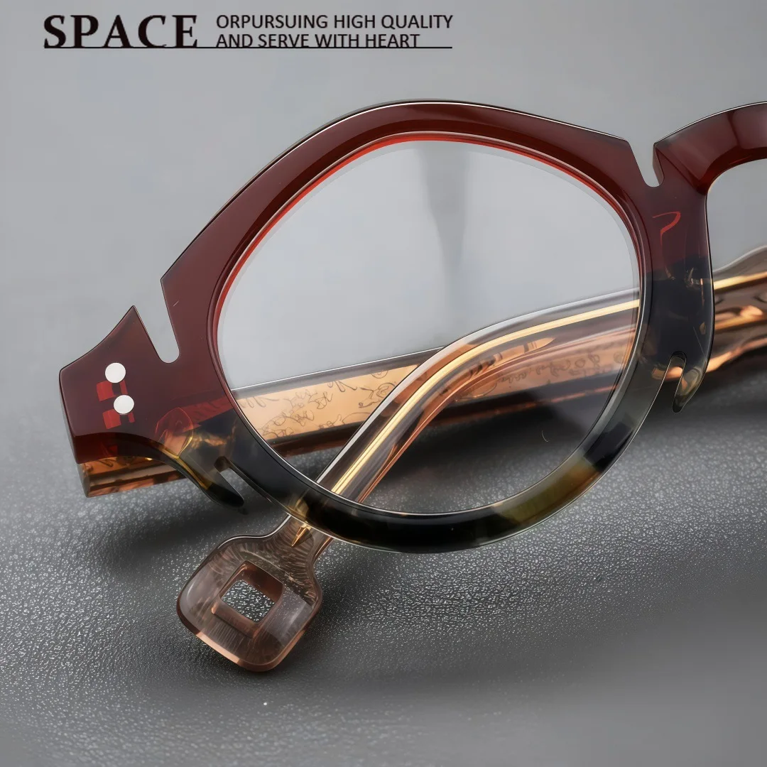 Monture de lunettes ovale en acétate artisanale de luxe, style punk européen vintage, unisexe, avec protection anti-lumière bleue et verres progressifs