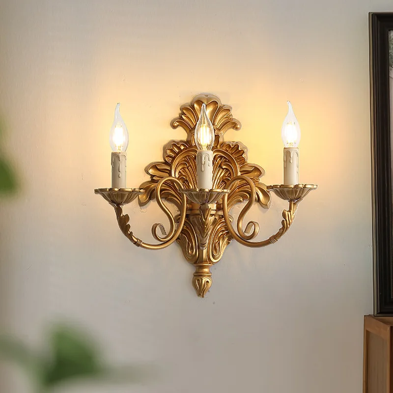 Creative American Retro Wall Lamp 3 Heads Living Room Dining Room Bedroom Corridor Lamps  Iron Crystal French Wall Light