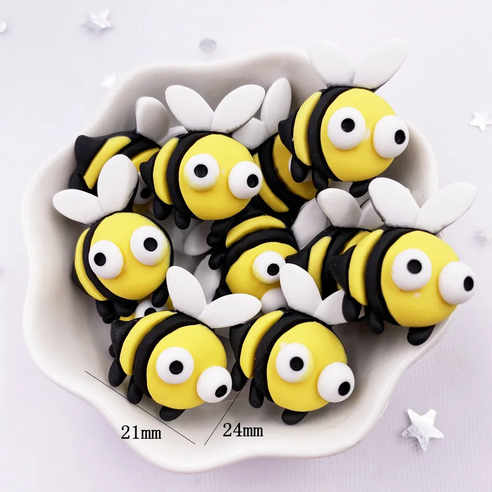 New Resin Colorful 3D Kawaii Bee Flatback Figurine Cabochon Scrapbook DIY Hair Bow Hairpin Craft Home Decor Accessories OH712