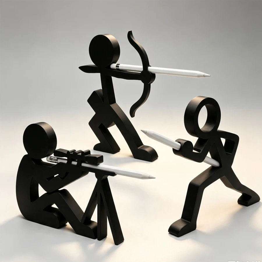 Special 3D‑Printed Wooden Pen Holder, Desktop Ornament, Dynamic Design, Stress‑Relieving & Stylish Decoration