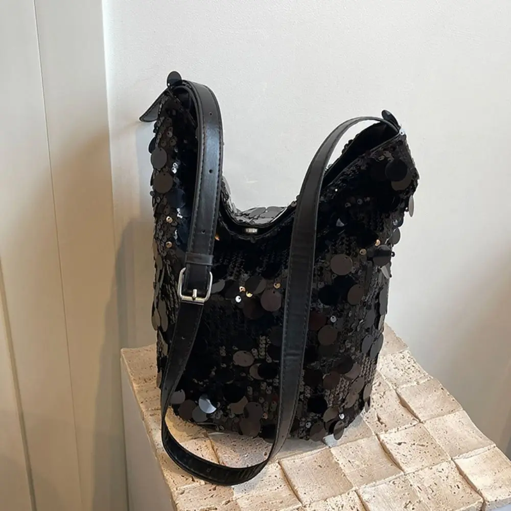 حقيبة كروس كاجوال لامعة بالترتر لامعة بكتف واحد للسهرة حقيبة صغيرة ذات سعة كبيرة على الطراز الكوري حقيبة دلو للعشاء #3