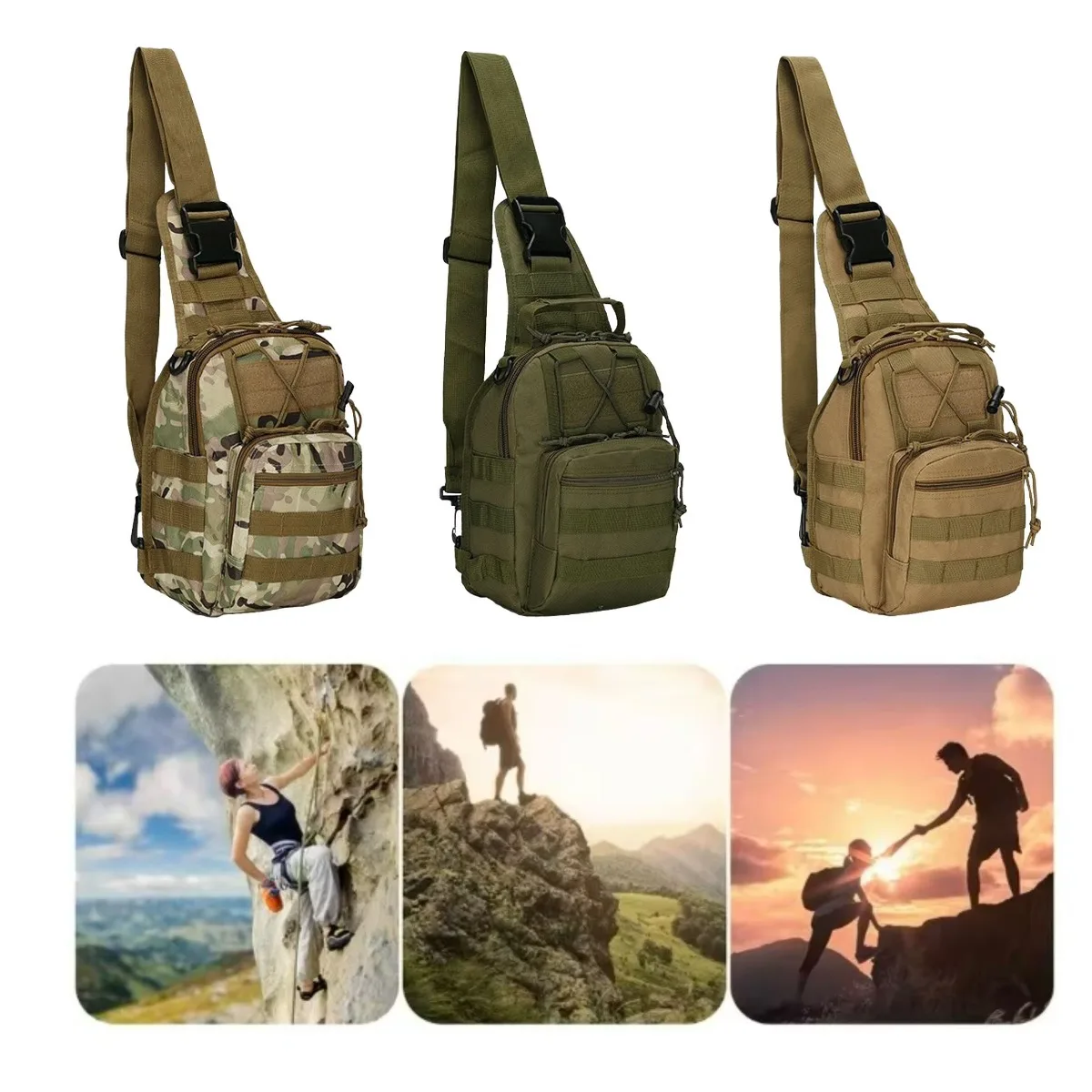 

Outdoor Tactical Chest Bags Men's Small Chest Bag Cycling Shoulder Bag Army Camouflage Climbing Portable Messenger Bag 600D Wate