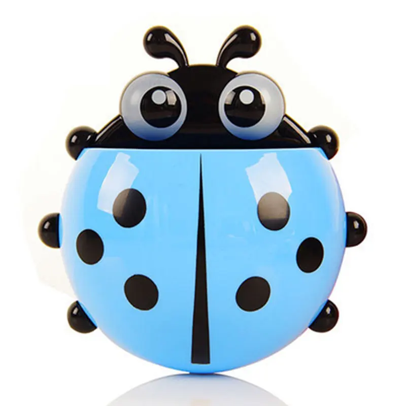 Cute Ladybird Beetle Shaped Toothpaste Rack Strong Suction Cup Plastic Toothbrush Holder Bathroom Wall Tooth Holde