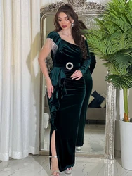 Eid Velvet Party Dress for Women Dubai Diamond Tassel Slim Bodycon Dress Ramadan Women Dresses Abaya Belt Vestidos Robe Jalabiya