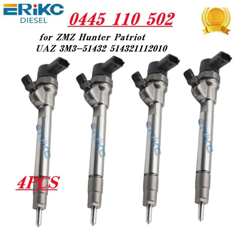 ERIKC 0445110502 Diesel Fuel Injector 0 445 110 502 Common Rail Diesel Injector 0445 110 502 for ZMZ UAZ 514321112010