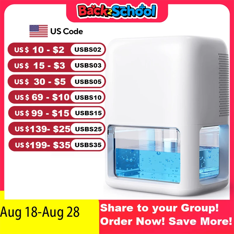 60OZ Dehumidifiers Home, Dual-Semiconductor Quiet Dehumidifier with Timer Sleep Mode Auto-Off 7 Colors Light Portable Bathroom