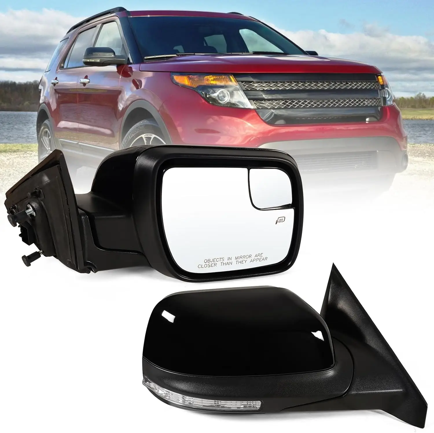 Right Side Mirror Fits 2011-2019 Ford Explorer With Blind Spot Glass Power Heated Turn signal Without Power Folding 7Pins