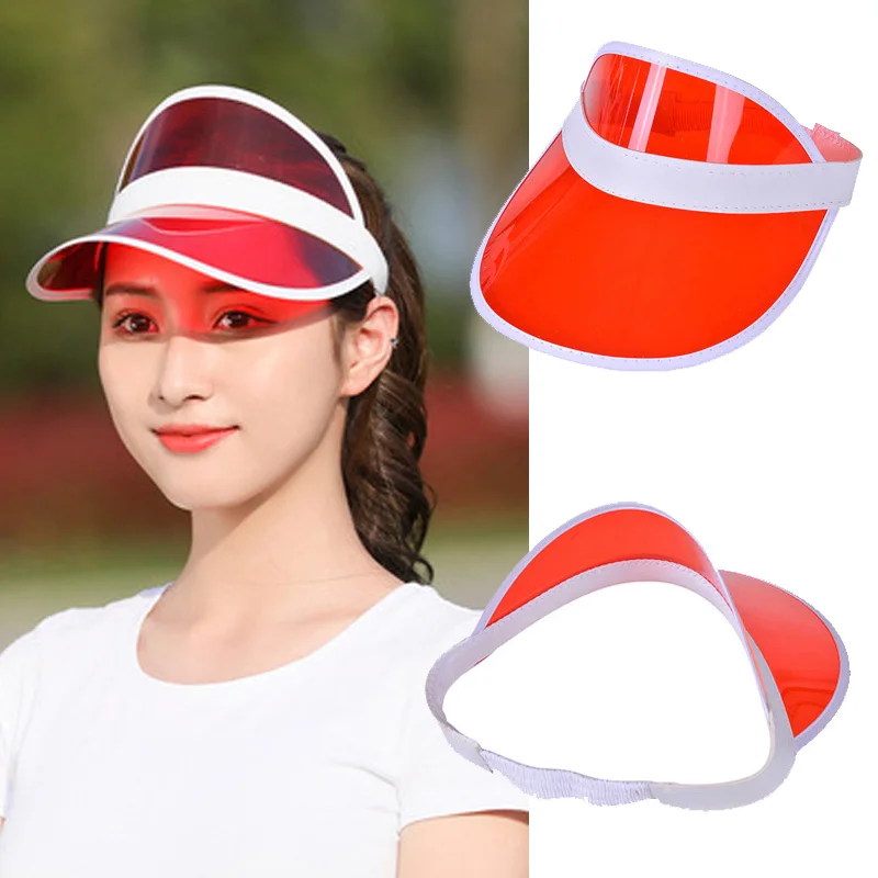 Summer Pvc Sun Hats Women Girls Empty Top Transparent Baseball Caps Outdoor Bicycle Sport Adjustable Anti-Uv Visor Sun Shade Hat