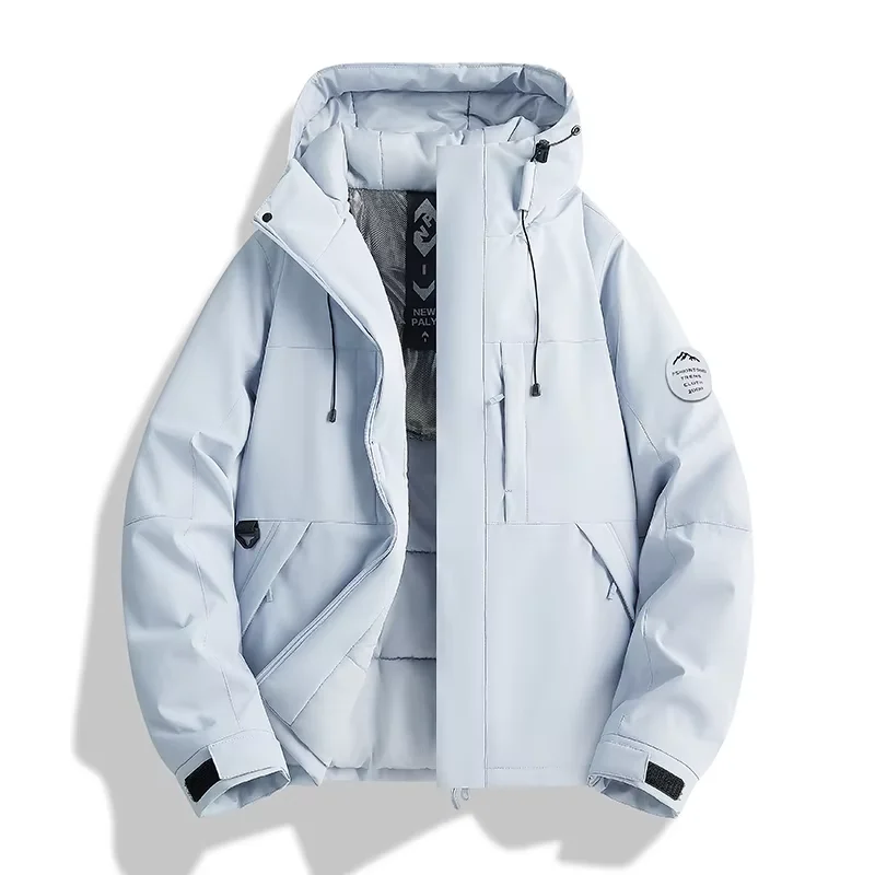 Unisex Hooded Winter Padded Jacket Outdoor Windproof Mountain Parka Multi Pocket Zipper Thermal Warm Couple Cotton Coat Casual S