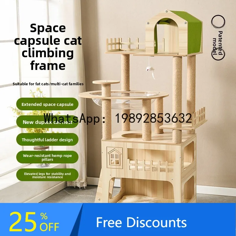 

CZ Duplex Cat House Large Wooden Cat Climbing Frame Eco-friendly Cat Climbing Frame Large Nest