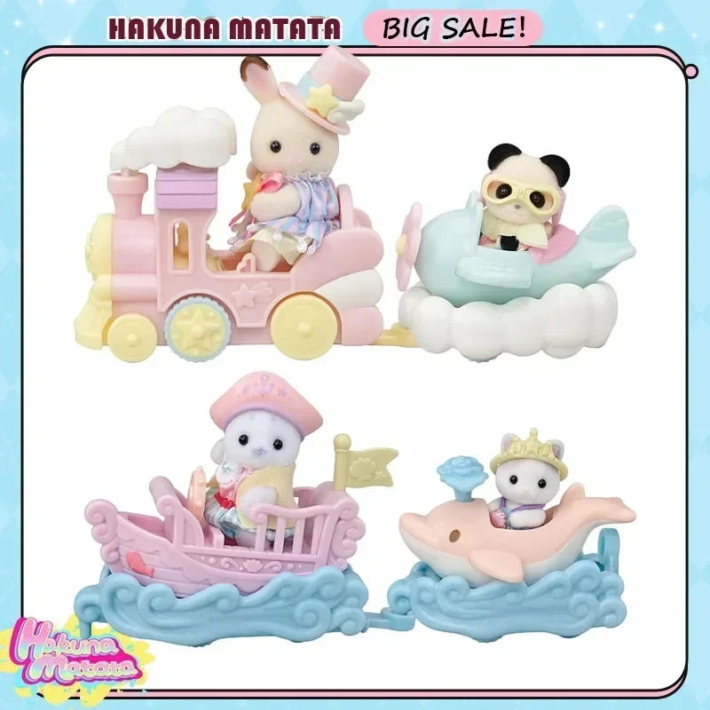 Sylvanian Families Pretend Play Sylvanian Ternurines Action Figure Dream Train Seal Pirate Ship Collection Kawaii Girl Toy Gift