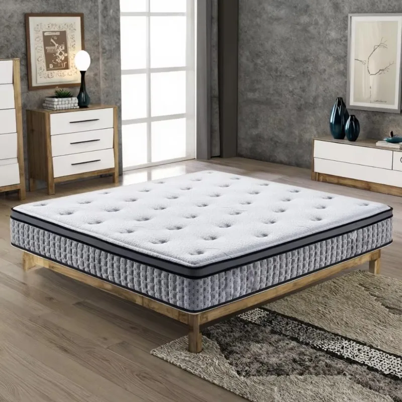 High Quality White Comfortable Pillow Top Mattress Queen Size Hypo-allergenic Memory Foam Mattress Compressed Latex Mattress