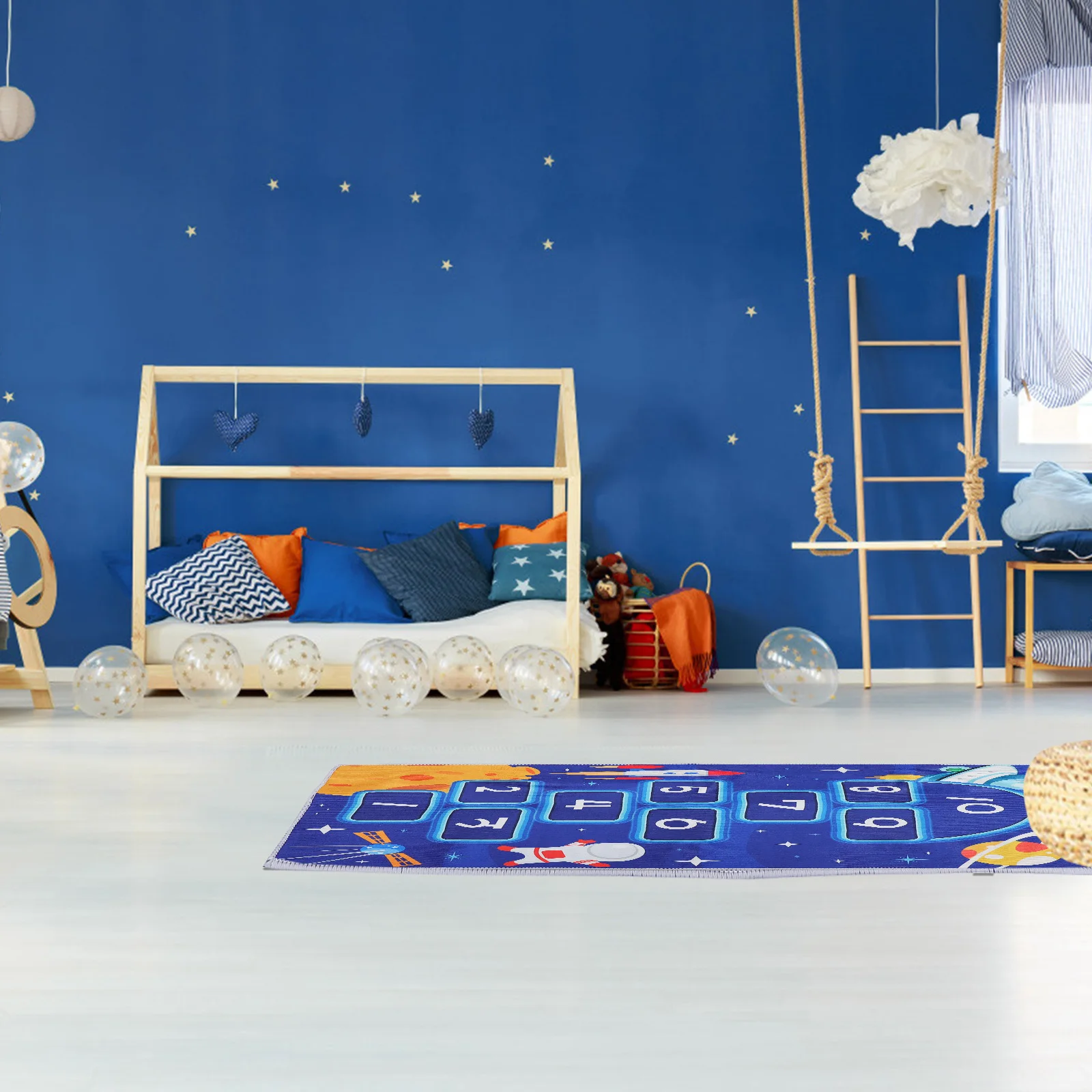 

Hopscotch Rug Cartoon Floor Mat for Kids Bright Color Learning Game Play Mat for Living Room Crawling Child Room Carpet