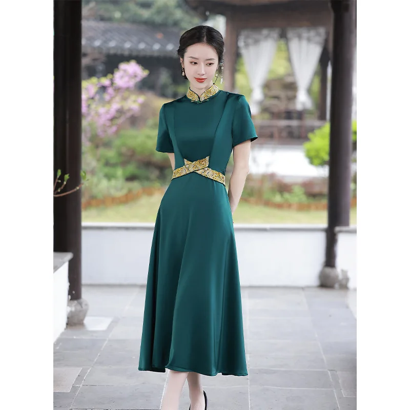 

Yourqipao 2024 Summer Cheongsam Chinese Women Long Evning Dresses Plus Size Traditional Hanfu Skirt Tang Suit Prom Gowns Qipao