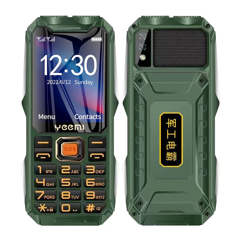 YeeMI-Q8 Rugged impermeável 4G Full Band Feature Phone, 2.6 "HD SOS botão, grande alto-falante, luz LED, 16800mAh bateria, celular