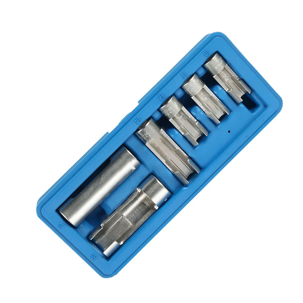 Fuel Line Socket Wrench For Diesel Pipe Oil Pipe Disassembly Opening 6 Piece 10 11 12 14 17 19mm Metal Oxygen Sensor Wrench Set