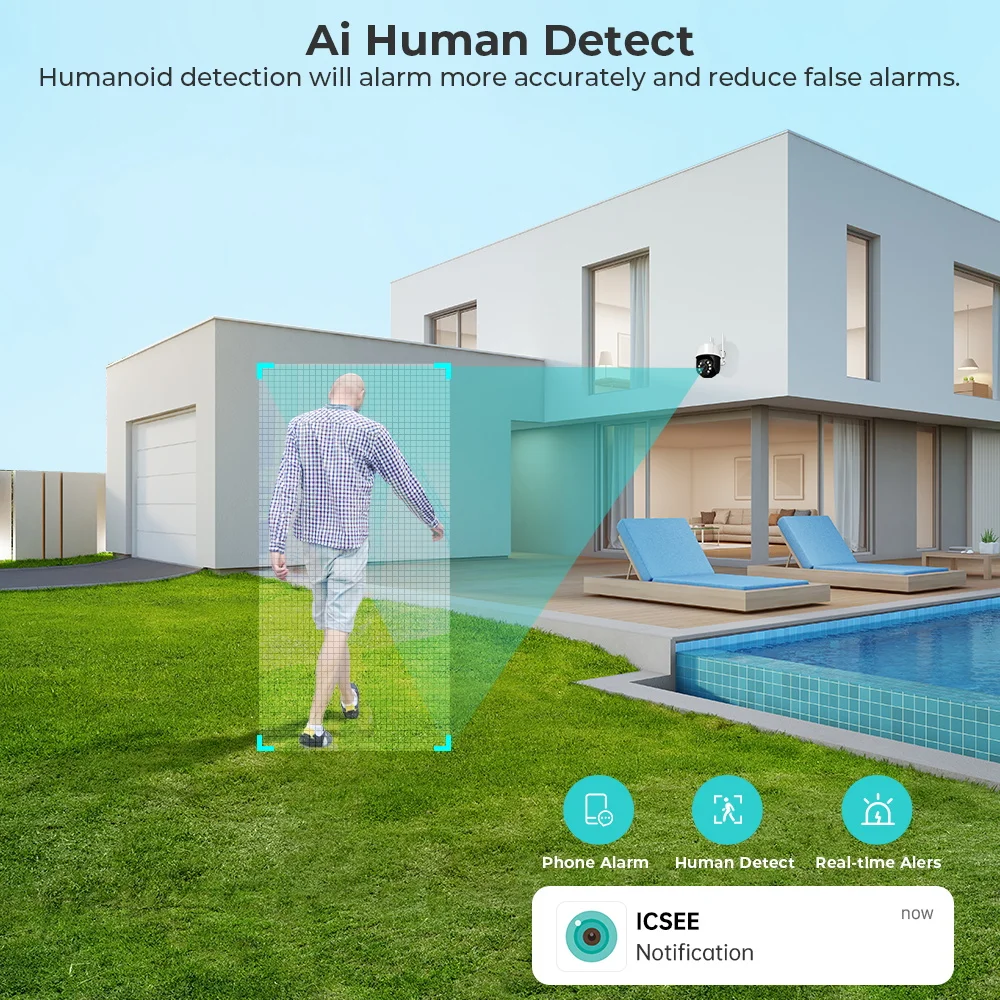 Reobiux Wifi PTZ Camera 8MP IP Cam Outdoor Surveillance Camera IP66 Waterproof Home CCTV Security System With Noice Alarm