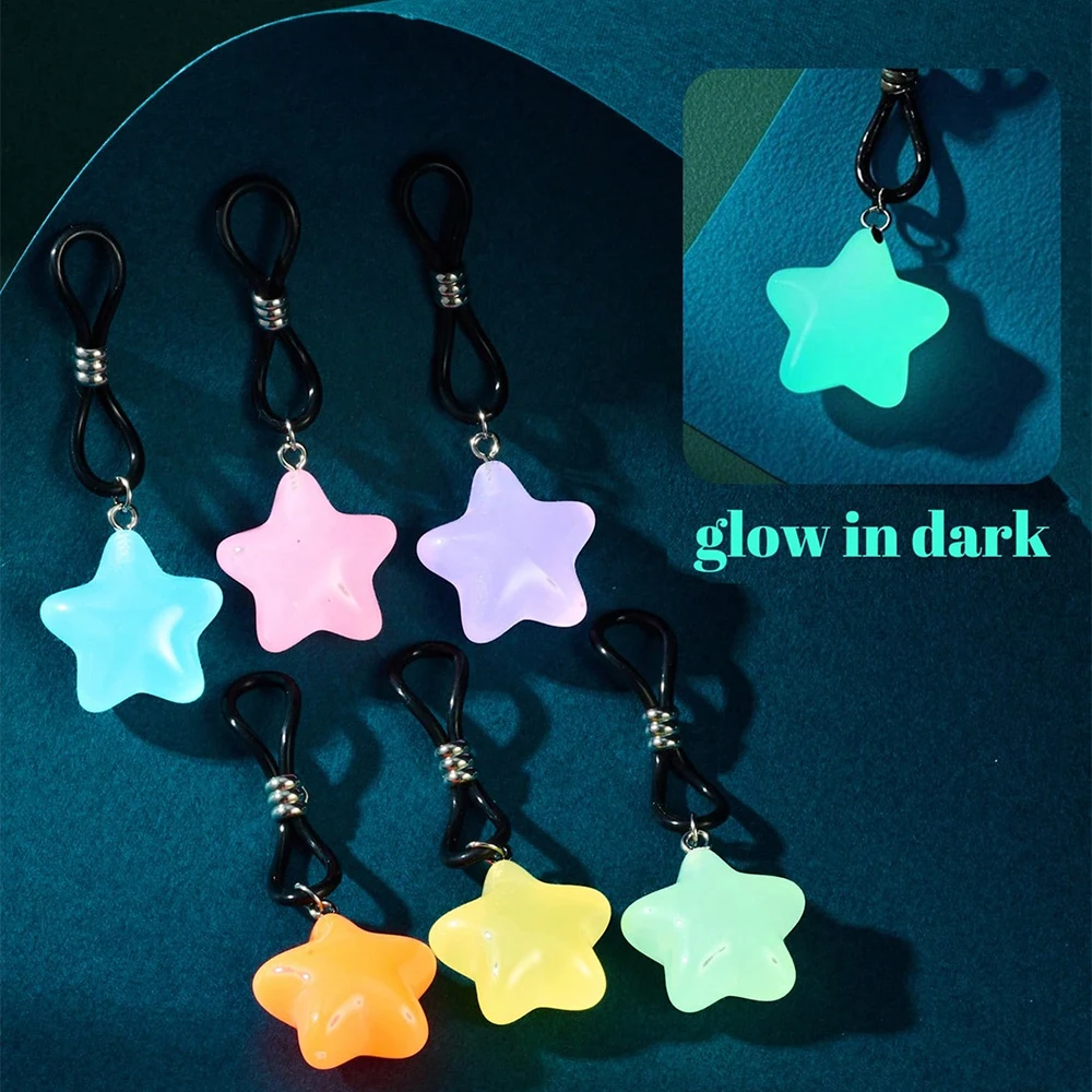 1Pair Fake Nipple Rings Glow In Dark Adjustable Nipple Jewelry Pentagram Dangle Nipple Rings, Fake Nipple Piercings