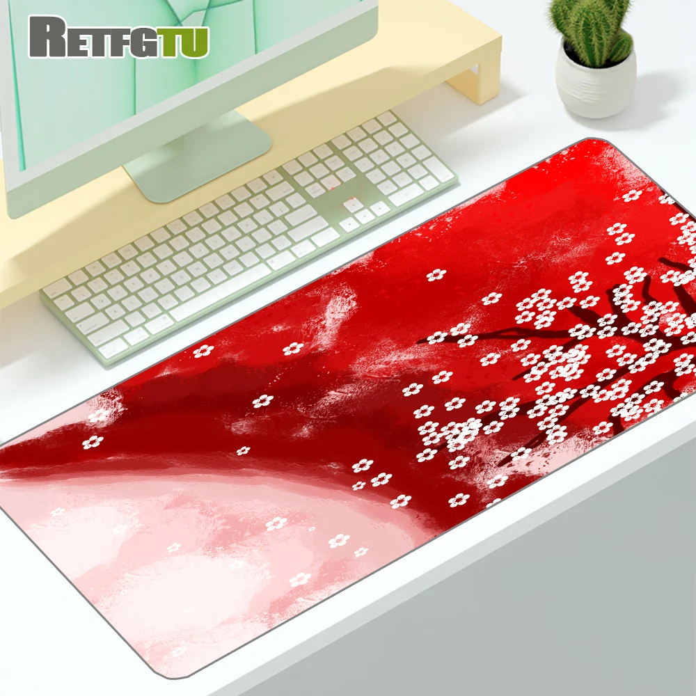 

Sakura Mousepad Black Mausepad Pink Setup Gamer Accessories Office Carpet Japanese Art Mouse Pad Company Gaming Deskmat 90x40 XL